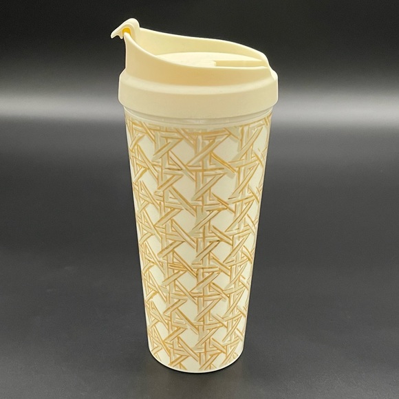 Kate Spade New York 16oz White and Gold Caning Thermal Mug Travel Mug - Picture 8 of 12